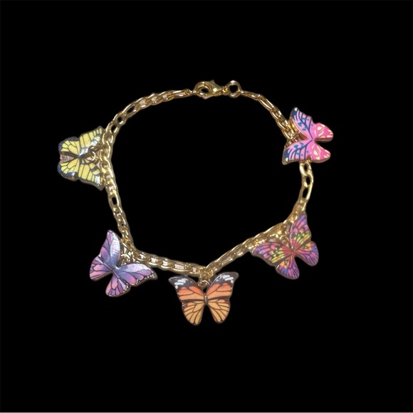Butterfly Charm Bracelet-Goldtone - Picture 2 of 3
